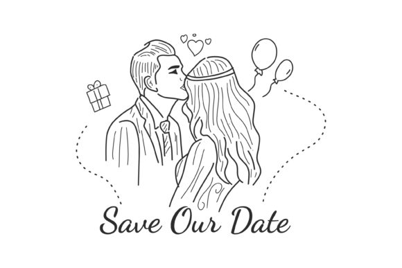 Capturing Romance: The Man Kiss Woman Wedding Illustration