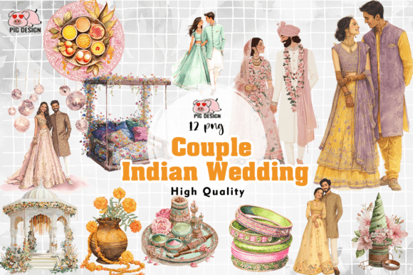 Celebrate Love: The Allure of Couple Indian Wedding PNG