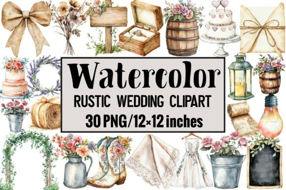 Charming Rustic Wedding Clipart for Your Creative Projects