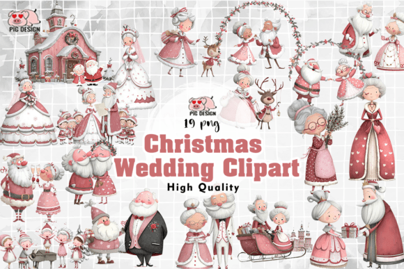 Christmas Wedding Clipart PNG: Festive Design Elements