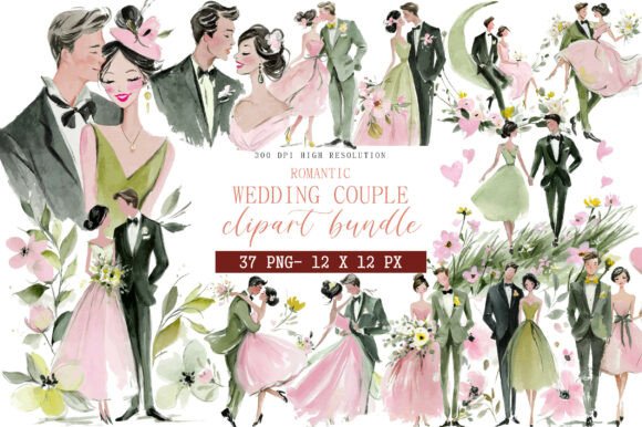 Enchanting Vectors: Using Wedding Couple Clipart in Design