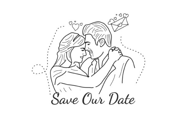 Happy People Illustration Wedding Couple: A Romantic Vector Asset