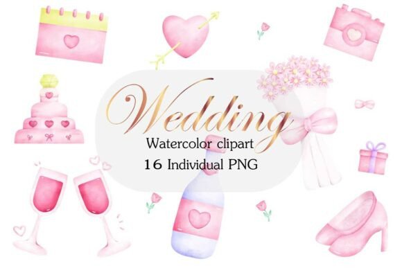 Sweet and Romantic Illustrations: A Watercolor Wedding Clipart Set