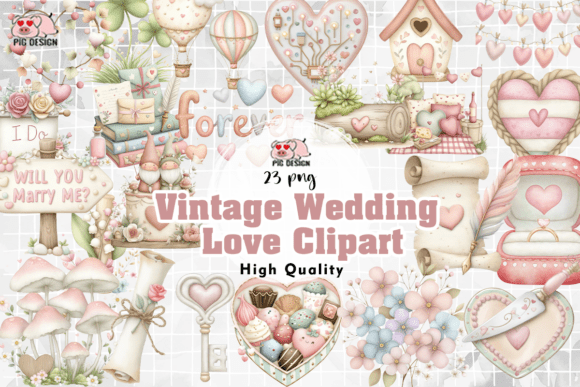 Timeless Elegance: Using Vintage Wedding Love Clipart