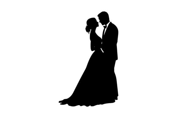 Wedding Love Couple Silhouette Design SVG for Creative Projects