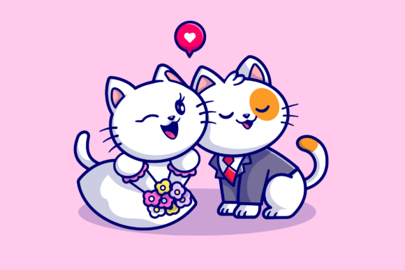 Whimsical Love: Designing with a Cat Wedding Cartoon