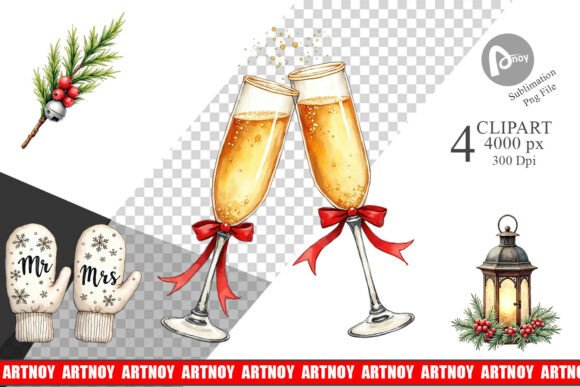 Winter Romance Meets Digital Design: Christmas Wedding Clipart